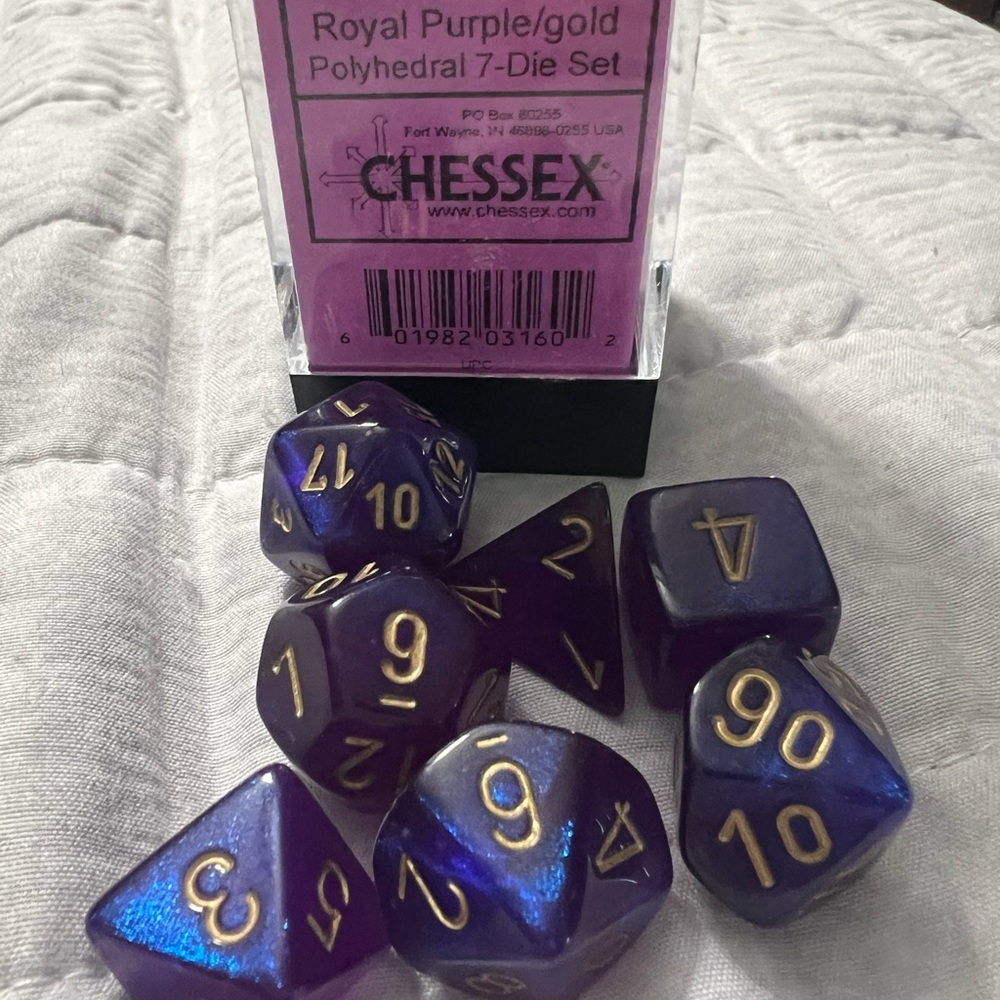 Chessex Royal Purple and Gold Polyhedral Dice Set
